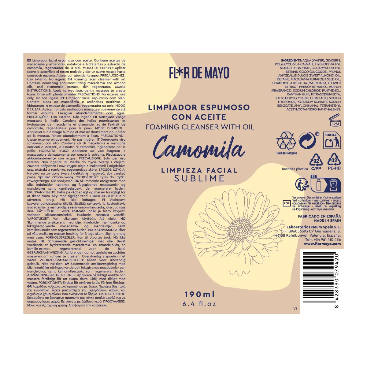 etiqueta limpiador espumoso
